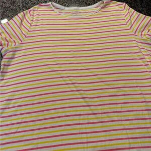 Talbots Women’s Plus Crew Neck, short sleeve Tee with Vibrant Stripes